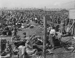 Female members of the German military in a prisoner of war camp for women at Regensburg, Germany, 8 May 1945