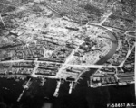 Aerial photo of Nagasaki, Japan after atomic bombing, mid-Aug 1945