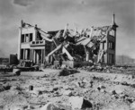 Destroyed Chugoku Coal Distribution Company building in Hiroshima, Japan, 8 Nov 1945, photo 2 of 3