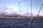 Iwo Jima under bombardment, as seen from USS Sanborn, 19 Feb 1945