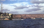 USS LST-731 beached at Beach Blue Two on Iwo Jima, shortly after the 19 Feb 1945 landings