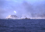 Several LCS(L)s guided landing craft toward the beach off Iwo Jima, probably on 19 Feb 1945