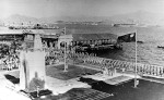 Ceremony at the Cenotaph at Central, Hong Kong marking the liberation of Hong Kong, 30 Aug 1945, photo 1 of 4