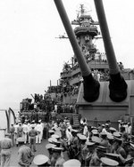 The Japanese delegation arriving aboard USS Missouri, Tokyo Bay, Japan, Photo 2 of 7