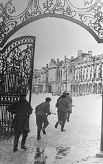 Soviet troops fighting in Pushkin district of Leningrad, Russia, 2 Jan 1944