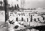 Soviet troops guarding a wooded area outside of Moscow, Russia, 1 Dec 1941