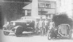 Japanese Army truck and motorcycle equipped with water filtration equipment, northeastern China, circa 1931-1935