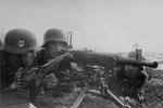 German SS soldiers training with a 7.92mm MG37(t) machine gun, circa 1940s