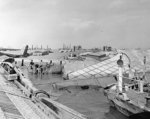 Wrecked pontoon causeway of one of the 