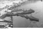 German 1934-class destroyer and other ships in port in Narvik, Norway, 1940