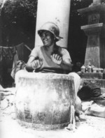 US Marine code talker Private Leslie Hemstreet at a shrine in Okinawa, Japan, 1945