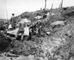 Men of 1st Battalion of US 4th Marine Regiment setting up camp on 