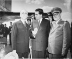 James Byrnes, Andrei Gromyko, and Andrei Vyshinsky at Berlin-Gatow airfield, Germany, 15 Jul 1945