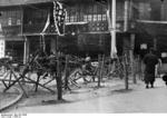 Barbed wire protecting the Shanghai International Settlement during the First Battle of Shanghai, China, 1932