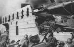 Japanese troops fighting near the Shanghai North railway station, Shanghai, China, Oct 1937