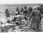 Spanish Nationalist troops at a supply dump, the Battle of Guadalajara, Spain, Mar 1937