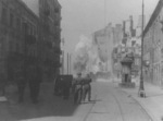 German field gun deployed on Zamenhof Street near the intersection with Gesia Street (now Anielewicza Street), Warsaw, Poland, Apr-May 1943