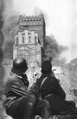 Polish resistance fighters near the PAST building in Warsaw, Poland, Aug-Oct 1944