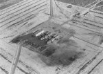 Aerial view of model enemy village at Dugway Proving Ground, Utah, United States, 1947