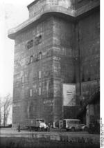 Main building of the Berlin Zoo Flak Tower, being used as a British-manned hospital, Berlin, Germany, 1946