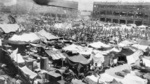 Prisoners of war rounded up in the central plaza of Selarang Barracks, Changi, Singapore, early Sep 1942