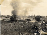 Wreckage after a takeoff accident, Dobodura Airfield, Australian Papua, mid-1943