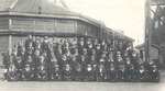 The 72 members of the Azusa Special Attack Unit prior to take-off on special attack on US ships anchored at Ulithi Atoll; Kanoya Air Base, Kyushu, Japan, 11 Mar 1945