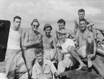 USAAF 3rd Bomb Group personnel aboard a transport sailing from Hollandia in Dutch New Guinea to Leyte in Philippine Islands, mid-Nov 1944