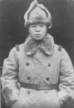 Japanese Army personnel in winter clothing, circa 1940s