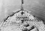 Ceremony at the stern of a Japanese Navy ship, circa 1940s