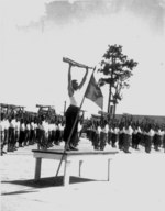 African-American troops of the US Army performing daily rifle calisthenics, Field Artillery Replacement Center, Fort Bragg, North Carolina, United States, Feb 1943