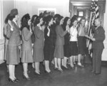 US Marine Major Frank V. McKinless swearing in female USMC recruits, New York, United States, Feb 1943