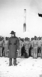 African-American US Marines with their drill instructor, Camp Lejeune, Jacksonville, North Carolina, United States, circa 1942