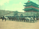 US Marine Corps Lieutenant Dewolf Schatzel leading the final salute of the Mounted Detachment at the American Legation, Yongdingmen gate, Beiping, China, 22 Feb 1938