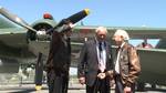 Republic of China President Ma Ying-jeou and Flying Tigers veteran Harold Javitt at the Yanks Air Museum, Chino, California, United States, 27 Jul 2015