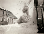 A bridge being destroyed by US Army engineers, Germany, 22 Jan 1945