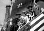 Launching party of US Navy LSM (Landing Ship, Medium) Vessel No. 325, 25 Aug 1944; sponsor of the ship was African-American Mrs. Lula Martin, second from left