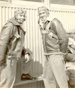 Joaquin Castro (left) and an unnamed cadet of the US Air Corp Training Detachment, Santa Maria, California, United States, Mar 1941; they were both in Class 41-H class #1