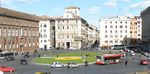 Piazza Venezia as viewed from the Vittorio Emanuele II Monument, with Palazzo Venezia seen to the left, Rome, Italy, Oct 2009