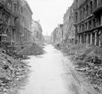 Scene of destruction in a Berlin, Germany street just off the Unter den Linden, 3 Jul 1945