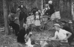 A Finnish evacuee family living in the forest near, Sulkava, Finland, 1941