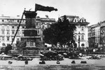 German occupation administration destroying Adam Mickiewicz Monument in Kraków, Poland, 17 Aug 1940