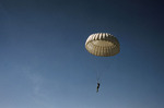 US Marine Corps parachutist over Parris Island, South Carolina, United States, May 1942