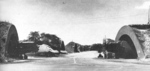 TBM Avenger aircraft in covered concrete revetments at Marine Corps Air Station Ewa, US Territory of Hawaii, 1940s