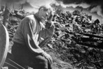 Elderly Ukranian man and his ruined home, Tschernigow region, Ukraine, 18 Jun 1943