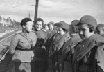 Soviet sniper Ekaterina Nikiforova Nikiforovna speaking to female sniper trainees, 1 Apr 1943