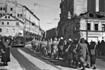 Russian sanitation detachment on Kirov Street in Moscow, Russia, 20 Nov 1941