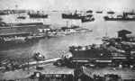 View of Japanese shipping in Takao (now Kaohsiung) harbor, Taiwan, 1944