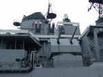 CIWS gun, Harpoon missile launchers, and secondary gun turret of New Jersey, 14 Jun 2004