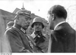 German President Paul von Hindenburg, War Minister Werner von Blomberg, and Chancellor Adolf Hitler at Potsdam, Germany, 21 Mar 1933